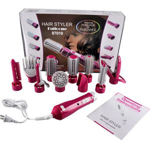 10 In 1 Roze Elektrische Krultangen Föhn Borstel Met Roterende Styler Curler Multifunctionele Kam Voor Ons Eu Au uk Plug