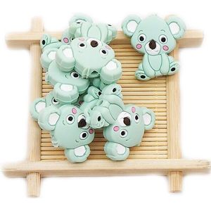 Chenkai 50 STUKS Siliconen Koala Bijtring Kralen Chewable Dummy Dier Tandjes Kralen BPA Gratis Voor Baby Verpleging Kinderziektes Accessoires