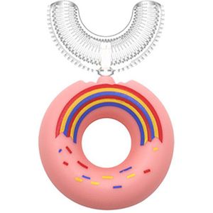 Kinderen 360 Graden Donut Handleiding Tandenborstel Kids Siliconen U-Vormige Tandenborstel Cartoon Voor 2-6-12 Jaar Oud