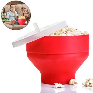 Popcorn Magnetron Siliconen Rode Vouwen Kom Keuken Easy Tools Diy Popcorn Emmer Tapas Kom Maker Met Deksel Servies