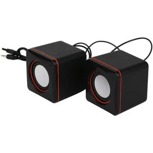 Mini Speaker Stereo Wired Office Muziek Vierkante Voor Pc Gaming Home Laptop Audio Desktop Draagbare Met Usb-kabel