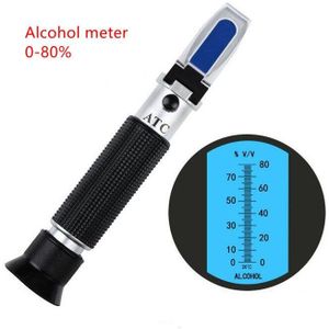 0-80% Handheld Alcohol Refractometer Atc Digitale Dual Schaal Zwaartekracht Bier Wijn Brix Druiven Fruit Suiker Concentratie Meter Zwart