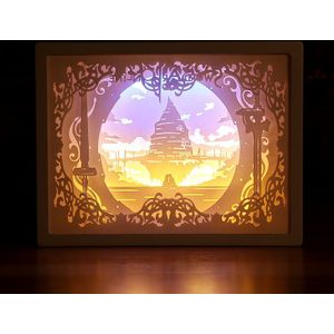 3D Licht LED Papier Carving Licht Kerstverlichting Handgemaakte Papier Baby Gelukkige Verjaardag