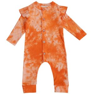 Emmababy Baby Meisjes Herfst Tie-Dye Gedrukt Lange Mouw Romper Roze/Oranje Single-Breasted Outfits een Stuk Kleding