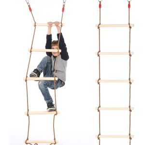 Kinderen Houten Klimtouw Ladder Sport Touw Schommel Veilig Fitness Speelgoed Apparatuur Outdoor Tuin Achtertuin Ninjaline Ladder