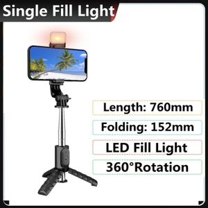 Fangtuosi Mini Draadloze Bluetooth Selfie Stok 2022 Stijl Opvouwbare Mini Statief Met Licht Invullen Voor Ios Android