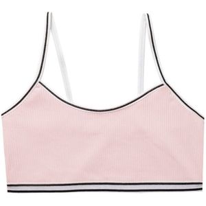 Tiener Puberteit Meisje Zoete Candy Kleur Sport Training Beha Ondergoed Gestreepte Patchwork Draad Geribbelde Draadloze Bralette Vest