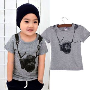 1-8Y Zomer Casual Kinderen Kids Jongen Katoenen T-shirt Gedrukt Camera Korte Mouwen O-hals Tops Tees Jongens Kleding Top