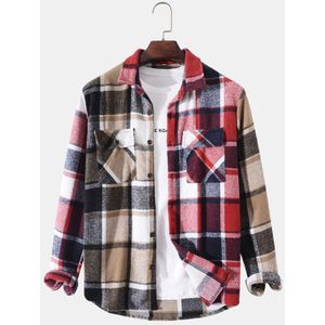Herfst Mens Casual Lange Mouwen Plaid Shirts Turn-Down Kraag Knoppen Vest Tops Mode Losse Shirt Mannen Streetwear tops