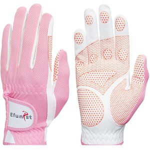 Efunist Vrouwen Golf Handschoen 1 Paar Linkerhand Rechterhand 3D Prestaties Mesh Antislip Micro Fiber Golf Handschoenen