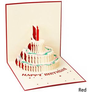 3D Mode Up Handgemaakte Origami Verjaardagstaart Kaars Wenskaart Envelop Uitnodigingskaart Kirigami 15*15 cm