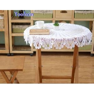 Handgemaakte gehaakte wit tafelkleed cover lace katoen ronde thee koffie keuken tafelkleed thuis banket outdoor bruiloft decor