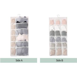 Beha Kleding Sokken Organizer Bag Closet Dubbelzijdig Opknoping Organisator Opbergtas voor Bh Kleding Sok 30 Mesh Zakken opbergtas