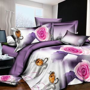 Bloemen Print 3D Bed Dekbed Dekbedovertrek Set 2/3Pc Beddengoed Set Dekbedovertrek + Kussensloop Queen Luxe Zachte Comefortable