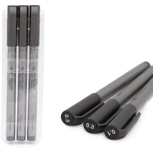 1set Pigment Liner Multifunctionele tekening Marker Pen 0.05 0.1 0.2 0.3 0.5 borstel Verschillende Tip Zwart Fineliner Schetsen Pennen