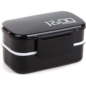 Grote Capaciteit 1400Ml Dubbele Laag Plastic Lunchbox 12:00 Magnetron Bento Box Voedsel Container Lunchbox Bpa Gratis