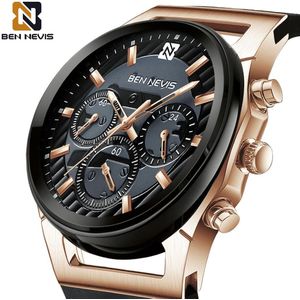 Ben Nevis Horloges Heren Waterdichte Horloges Chronos Zilver Zwart Horloge Sport Klok Siliconen Band Reloj Hombre