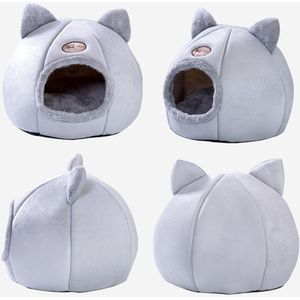 Verwijderbare Cat Bed Self Warming voor Indoor Katten Hond Huis met Opvouwbare Matras Puppy Kooi Lounger Grey ropa para perro