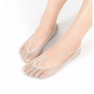 1 Paar Zomer Vrouwen Lady Sexy Half Voeten Antislip Onzichtbare Liner Geen Show Low Cut Sling Korte Kant sok Zwart Wit