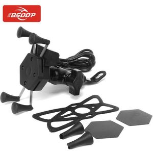 Motorfiets Universele Opladen Apparatuur Mobiele Telefoon Standhouder Met Usb Charger Socket X Type Mobiele Telefoon Mount Bracket