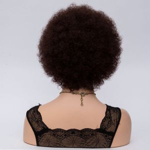 MSIWIGS Kort Krullend Afro Pruiken voor Vrouwen Donkerbruin Synthetisch Haar Pruik bruinrood Amerika Afrikaanse Licht Pruik Cosplay