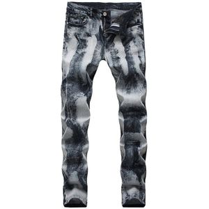 Jeans mannen Gedrukt Mannen Mode Slanke Rechte WARM Stretch Hiphop Gewassen Jeans Broek Mode Plus Size 42