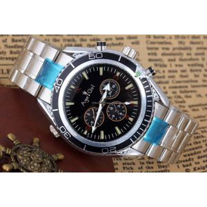 Mannen Klassieke Automatische Zelf Wind Mechanische Rvs James Bond 007 Oranje Bezel Horloge Lichtgevende Professionele