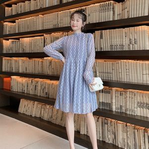 Lente Zwangere Vrouwen Hollow Out Lace Jurk Lange Mouwen Coltrui Chiffon Losse Moederschap Shirts Hoge Taille Zwangerschap Blouses