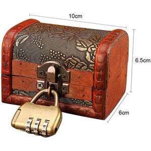 Vintage Retro Houten Case Met Slot Storage Container Box Trinket Sieraden Doos Armband Parel Ring Houten Schatkist Organizer