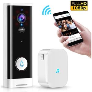 1080P Wifi Deurbel Pir Monitor 2-Weg Intercom Camera Video Tuya Smart Leven App Control Deurbel + ding Dong Eu Plug
