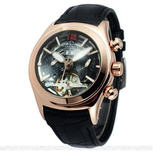 FORSINING Beroemde Luxe Limited Edition Rose Goud Halfrond Skeleton Dial Tourbillon Automatische Mechanische Horloges P #318