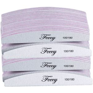 100 Stuks Nagelvijlen Buffer Set 100/180 Dubbelzijdig Half Moon Schuurpapier Nagels Bestand Blokken Schuren Polish Pedicure Blok manicure