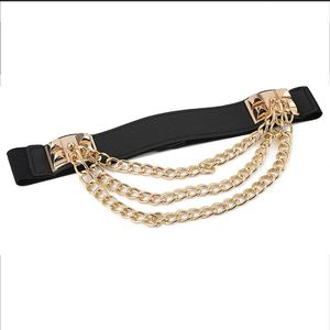 Luxury Ladies Belted Belt Wild Dress Elastic Waistband Waist Chain Gold Layer Banquet Dress Women's Elastic Belt Thin