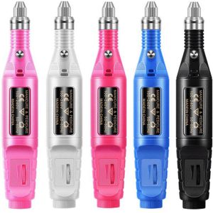6 Kleur Elektrische Manicure Nail Polijstmachine Machine Boren Frezen Verstelbare Snelheid Zachte Polijsten Art Pen Professionele Kits