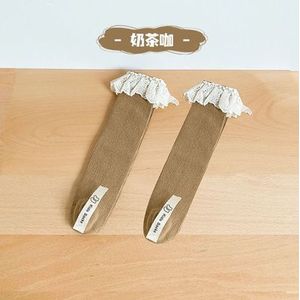 Milancel Herfst Meisjes Sokken Leuke Meisjes Kant Rand Effen Kleur Non-Hak Lange Baby Sokken