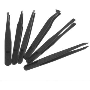 Draagbare 6Pcs Straight Bend Precisie Pps + Fiber Composiet Kunststoffen Tweezer Set Plastic Anti Statische Reparatie Tool Kit