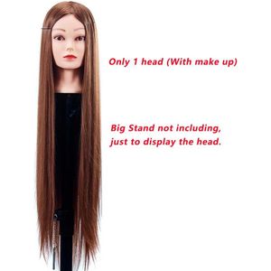30 Inch Synthetisch Haar Opleiding Hoofd Vlechten Praktijk Kapper Professionele Mannequin Hoofd Pop Salon Kapper Training Hoofd