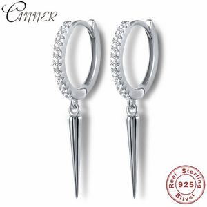 Inmaker Punk Stijl Vrouwen Oorbellen 100% 925 Sterling Zilver Klinknagel Hanger Oorringen Voor Vrouwen Enkele Rij Kristallen Oorbellen