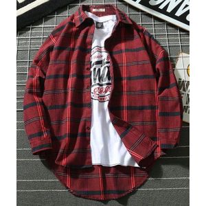 Mannen Student Lente En Herfst Retro Plaid Lange Mouw Mannelijke Shirt Tiener Japanse Stijl S11