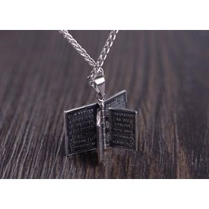 Balmora 925 Sterling Zilveren Schrift Bijbel Hanger Voor Vrouwen Mannen Paar Kruis Religieuze Punk Sieraden Zonder Ketting