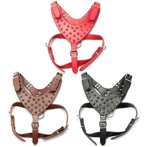 Kraag Verstelbare Spiked Studded Klinknagels Pu Leren Hond Pet Harnas Lopen Leiband Voor Pitbull Mastiff HG99