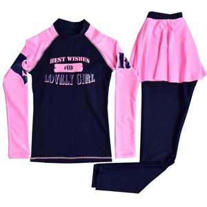 Tiener meisje rashguard badpak lange mouw gewatteerde shirt broek met rok chindren kids beach wear 10-16Y