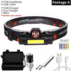 Super Heldere Led Koplamp Outdoor Camping Draagbare Q5 + Cob Met Magneet Led Koplamp Usb Opladen Ingebouwde 18650 zaklamp