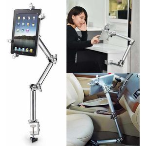 Opvouwbare Multifunctionele Tablet Telefoon Houder Klem Auto Stand Aluminium 360 Rotatie Wall Mount Bed Beugel voor iPad Air Mini 7 -11