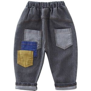 Baby Boy Jeans Broek Kids Elastische Taille Patchwork Casual Losse Mode Zwarte Comfortabele Zachte Denim Broek