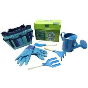 BESTOYARD Tuingereedschap met Tuin Handschoenen en Tuin Tote Voor Kids Kinderen Tuinieren (Blauw)