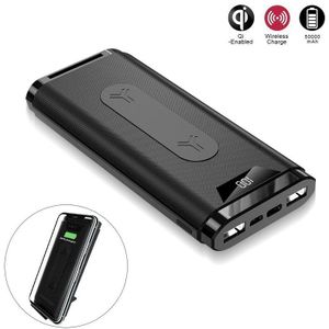 50000mAh Draadloze Power Bank Snelle Oplader Telefoon Houder Micro-USB/Type-C Input Voor SamSung Xiaomi iPhone HuaWei