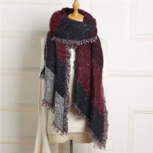 Dikke Kasjmier Sjaal Vrouwen Winter Knit Pashmina Ruit Sjaals En Wraps Lady Warm Neck Sjaals Kwastje Bufanda