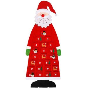 3D Santa Voelde Advent Kalender Met Zakken 24 Dagen Opknoping Kerst Countdown Kalender Voor Indoor Home Deur Muur Decor rood