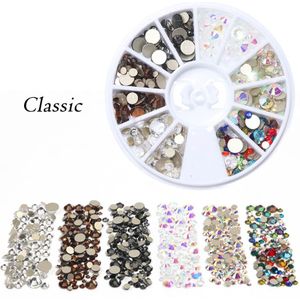 1 wiel Veelkleurige Nail Rhinestones Gemengde Vorm Regenboog Kristallen AB Flat Terug Gems Strass Kralen Decoraties voor Nail Art BE758